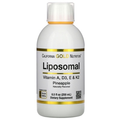  California Gold Nutrition Liposomal Vitamin A,D3,E,K2 250 